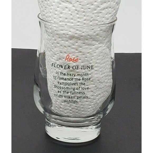Dominion Glass Juice Tumbler Flower of June Rose 10 oz. 4 3/4 in. Tall Vintage - Picture 2 of 7